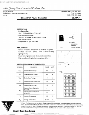 2SA1471 Datasheet PDF New Jersey Semiconductor