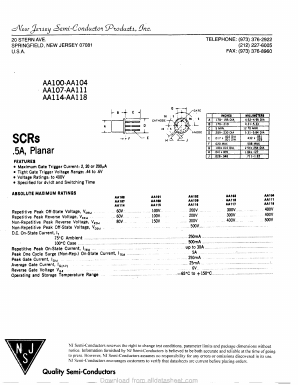 AA107 Datasheet PDF New Jersey Semiconductor