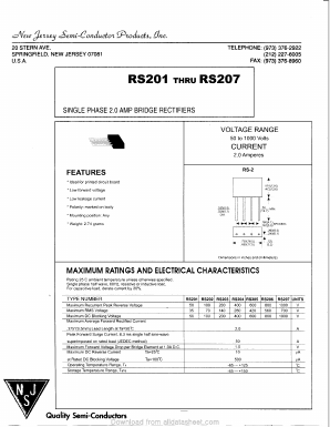 RS201 Datasheet PDF New Jersey Semiconductor