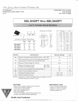 SBL3040PT Datasheet PDF New Jersey Semiconductor