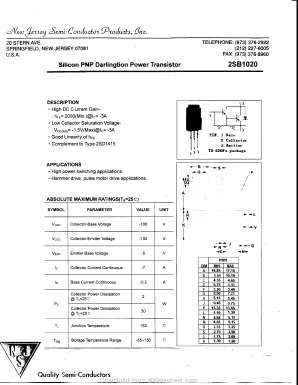 2SB1020 Datasheet PDF New Jersey Semiconductor
