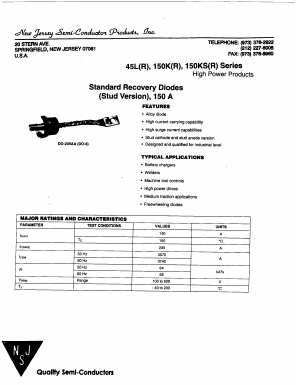 150KR Datasheet PDF New Jersey Semiconductor