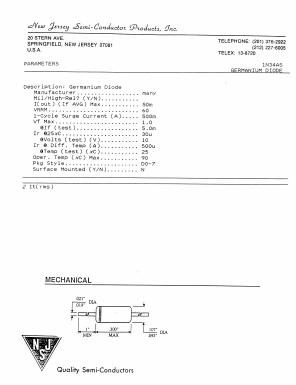 1N34AS Datasheet PDF New Jersey Semiconductor