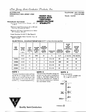 1N3501 Datasheet PDF New Jersey Semiconductor