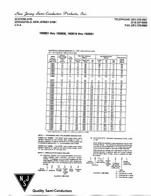 1N3030B Datasheet PDF New Jersey Semiconductor