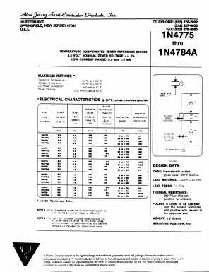 1N4775 Datasheet PDF New Jersey Semiconductor