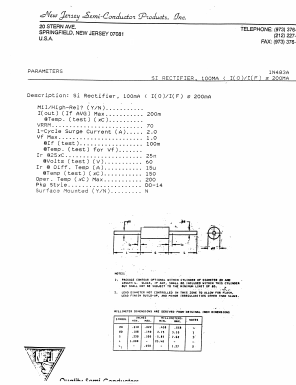 1N483A Datasheet PDF New Jersey Semiconductor