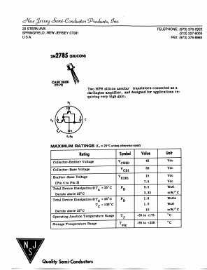2N2785 Datasheet PDF New Jersey Semiconductor