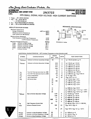 2N3722 Datasheet PDF New Jersey Semiconductor
