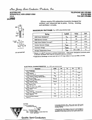 2N3980 Datasheet PDF New Jersey Semiconductor