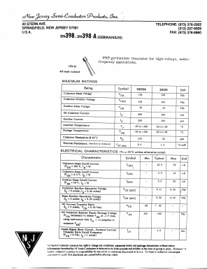 2N398A Datasheet PDF New Jersey Semiconductor