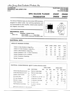 2N656 Datasheet PDF New Jersey Semiconductor