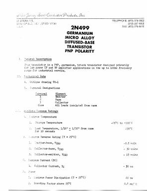 2N499 Datasheet PDF New Jersey Semiconductor