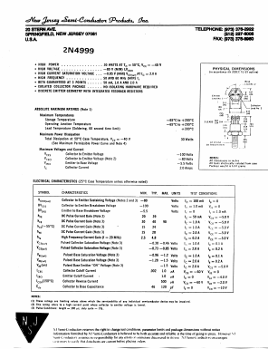 2N4999 Datasheet PDF New Jersey Semiconductor