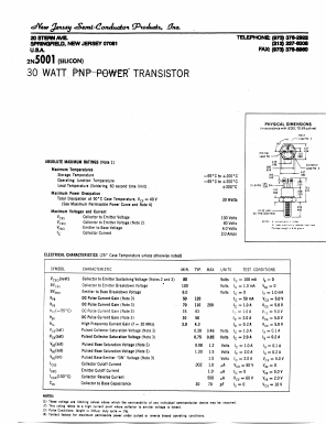 2N5001 Datasheet PDF New Jersey Semiconductor