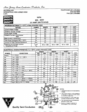 2N5075 Datasheet PDF New Jersey Semiconductor