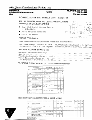 2N5397 Datasheet PDF New Jersey Semiconductor