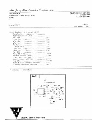 2N6451 Datasheet PDF New Jersey Semiconductor