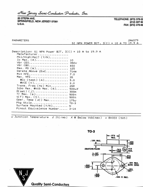 2N6579 Datasheet PDF New Jersey Semiconductor