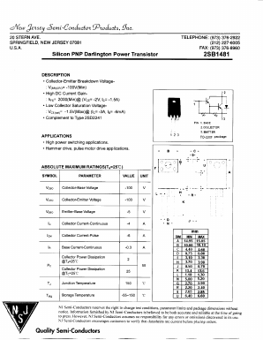 B1481 Datasheet PDF New Jersey Semiconductor