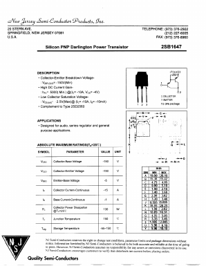 2SB1647 Datasheet PDF New Jersey Semiconductor