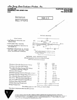 1N91 Datasheet PDF New Jersey Semiconductor