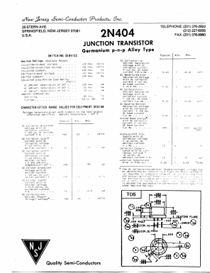 2N404 Datasheet PDF New Jersey Semiconductor