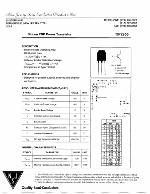 TIP2955 Datasheet PDF New Jersey Semiconductor