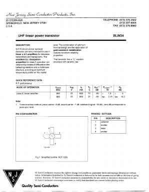 BLW34 Datasheet PDF New Jersey Semiconductor