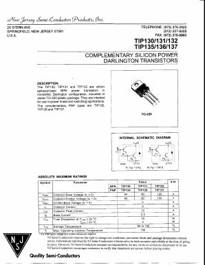TIP135 Datasheet PDF New Jersey Semiconductor