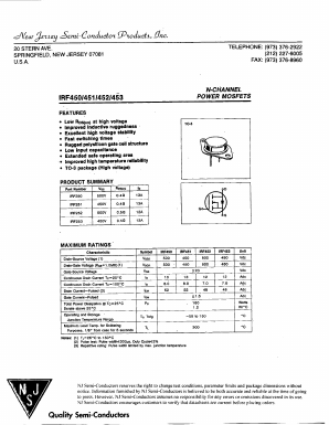 IRF451 Datasheet PDF New Jersey Semiconductor