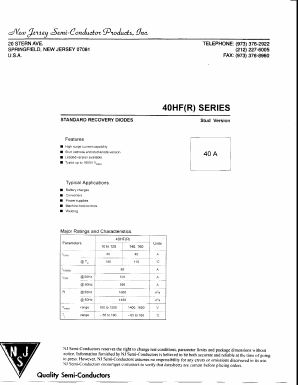40HFR20 Datasheet PDF New Jersey Semiconductor