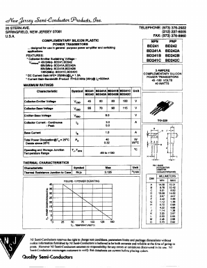 BD242B Datasheet PDF New Jersey Semiconductor