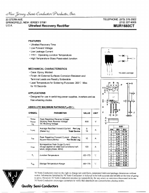 MBR1660CT Datasheet PDF New Jersey Semiconductor