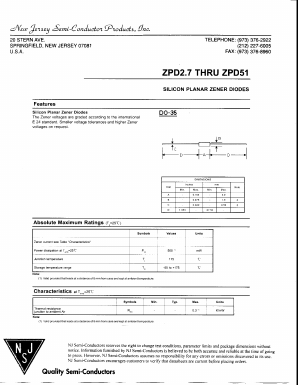 ZPD27 Datasheet PDF New Jersey Semiconductor