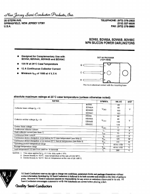 BDV65 Datasheet PDF New Jersey Semiconductor