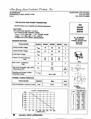 2N4399 Datasheet PDF New Jersey Semiconductor