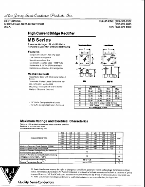 MB1005 Datasheet PDF New Jersey Semiconductor