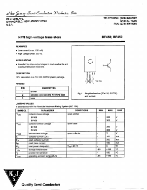 BF459 Datasheet PDF New Jersey Semiconductor