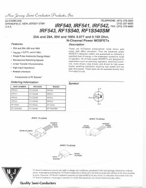 RF1S540 Datasheet PDF New Jersey Semiconductor