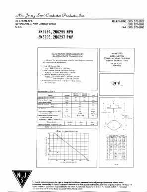2N6295 Datasheet PDF New Jersey Semiconductor