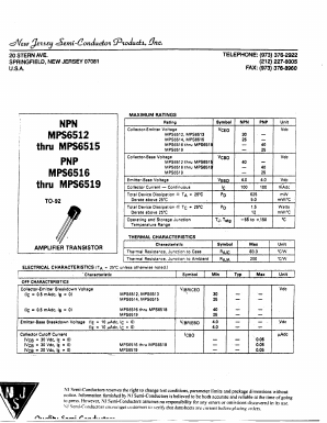 MPS6516 Datasheet PDF New Jersey Semiconductor