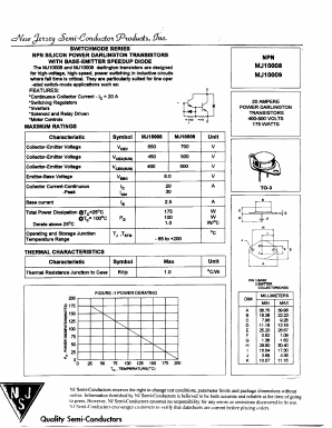MJ10009 Datasheet PDF New Jersey Semiconductor