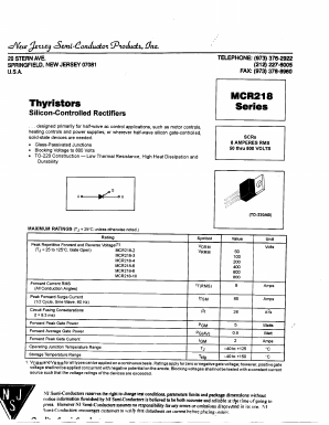 MCR218-3 Datasheet PDF New Jersey Semiconductor
