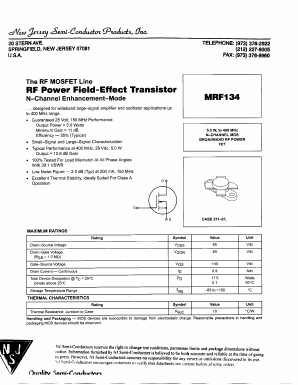 MRF134 Datasheet PDF New Jersey Semiconductor