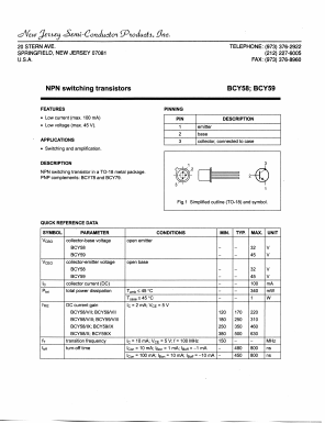 BCY58_VIII Datasheet PDF New Jersey Semiconductor
