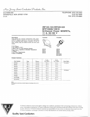 IRF521 Datasheet PDF New Jersey Semiconductor