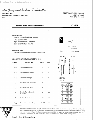 2SC2209 Datasheet PDF New Jersey Semiconductor
