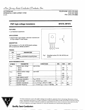 BF470 Datasheet PDF New Jersey Semiconductor