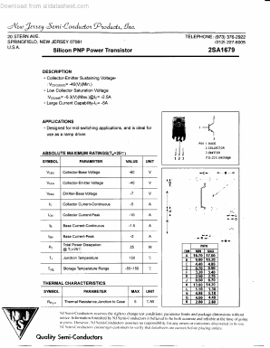 A1679 Datasheet PDF New Jersey Semiconductor